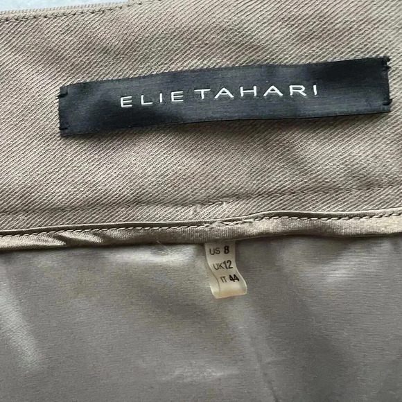 Elie Tahari Devona Skirt‎ Mushroom Women’s Size 8 Belted Side Panels Boho - Picture 8 of 16